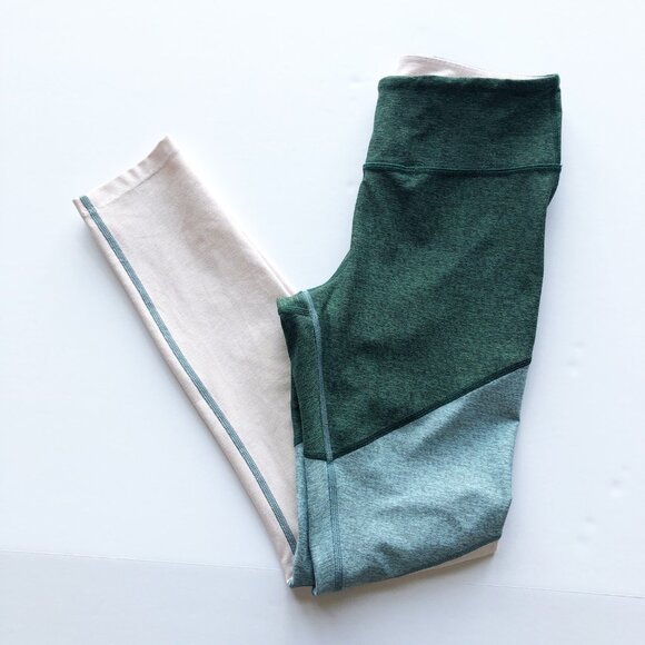OUTDOOR VOICES Spring 7/8 Colorblock Green Pink Leggings Womens Small - Picture 2 of 8